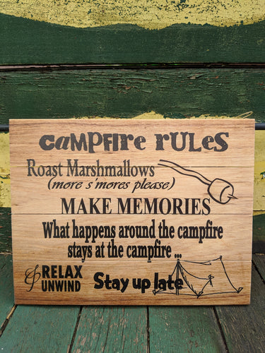 Campfire Rules Wooden Pallet Sign