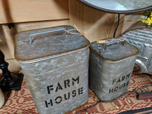Load image into Gallery viewer, Set of 2 Metal Farmhouse Canisters