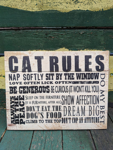 Cat Rules Wooden Pallet Sign