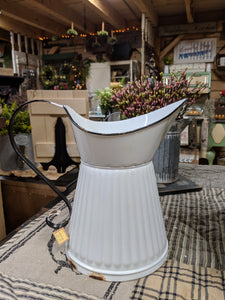 White Metal Pitcher with Faux Rust