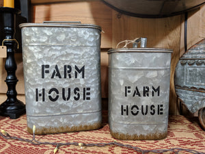 Set of 2 Metal Farmhouse Canisters